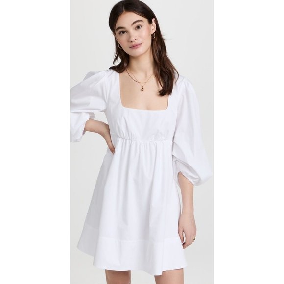 Staud Sophie Dress White Short Poplin - Picture 2 of 5